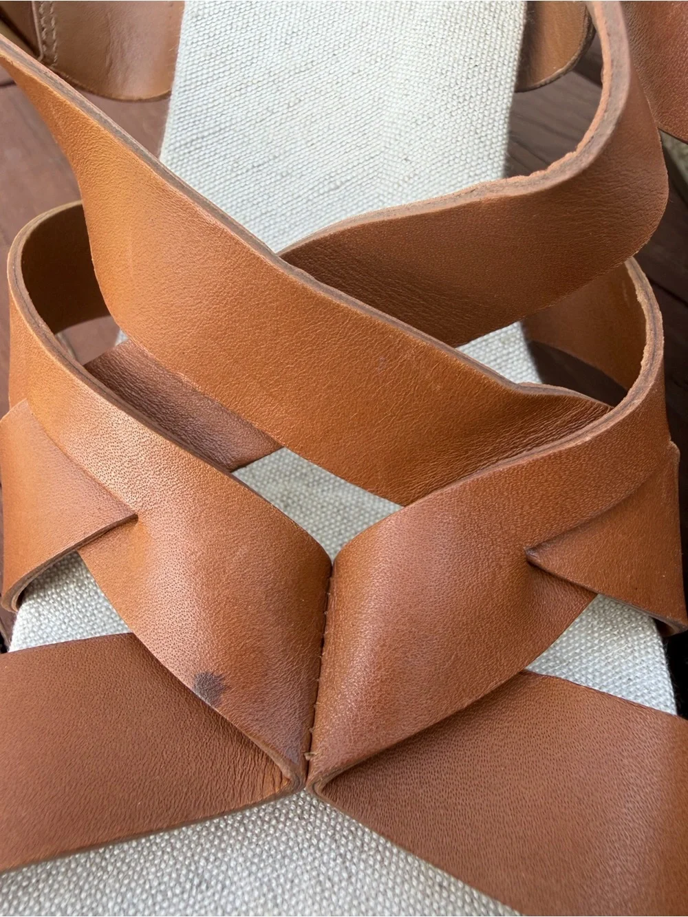 Cole Haan Crystal Honey Leather Espadrille Wedge Sandals Size 8 $150